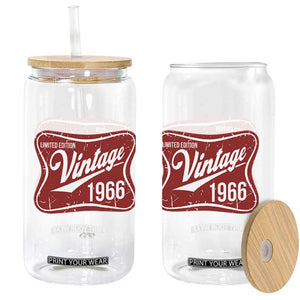 60th Birthday Beer Lover Vintage 1966 Limited Edition Glass Can Red Metal Beer Soft Sign Graphic