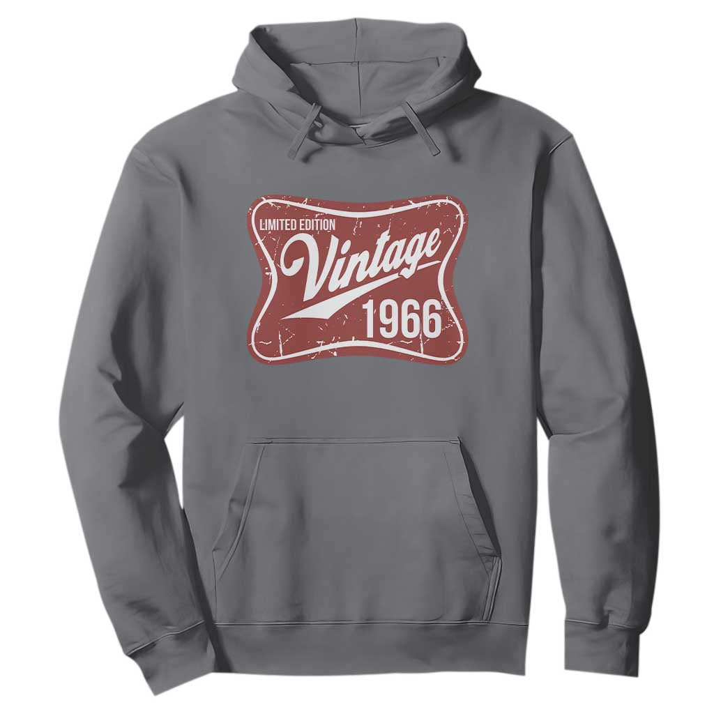 60th Birthday Beer Lover Vintage 1966 Limited Edition Hoodie Red Metal Beer Soft Sign Graphic