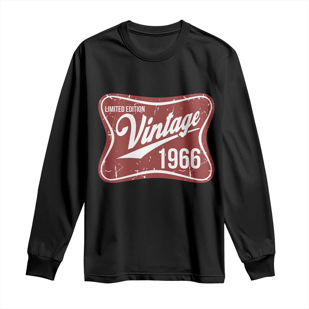 60th Birthday Beer Lover Vintage 1966 Limited Edition Long Sleeve Shirt Red Metal Beer Soft Sign Graphic TS11 Black Print Your Wear