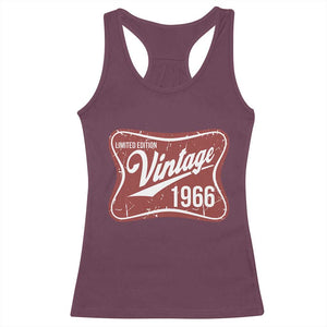 60th Birthday Beer Lover Vintage 1966 Limited Edition Racerback Tank Top Red Metal Beer Soft Sign Graphic