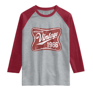 60th Birthday Beer Lover Vintage 1966 Limited Edition Raglan Shirt Red Metal Beer Soft Sign Graphic