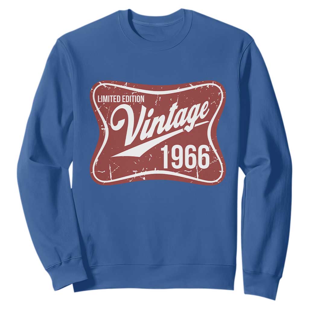 60th Birthday Beer Lover Vintage 1966 Limited Edition Sweatshirt Red Metal Beer Soft Sign Graphic