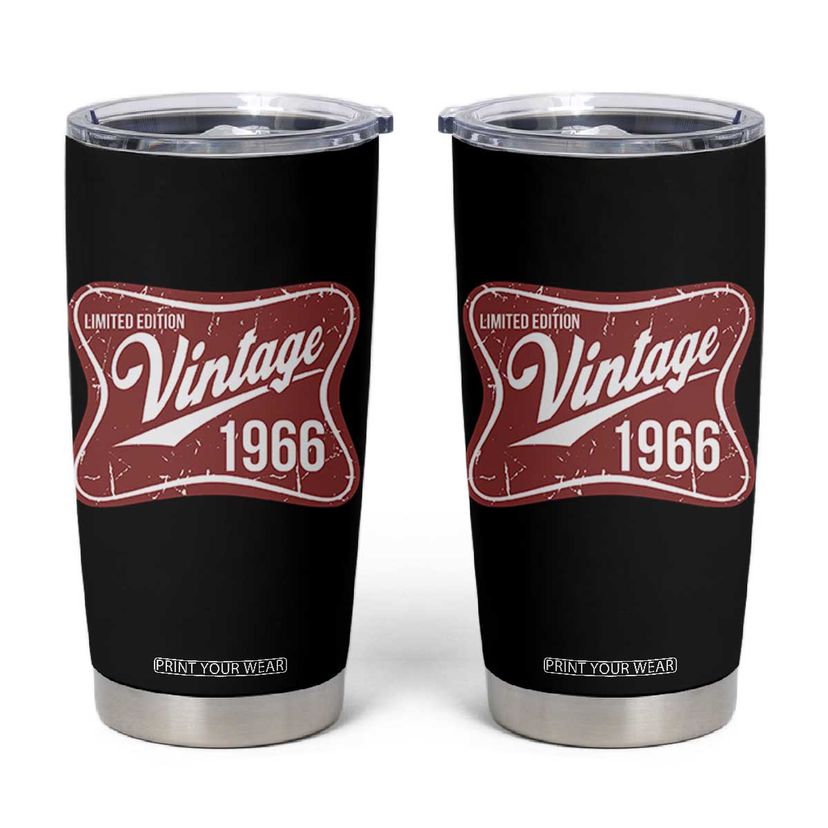 60th Birthday Beer Lover Vintage 1966 Limited Edition Tumbler Cup Red Metal Beer Soft Sign Graphic TS11 Black Print Your Wear
