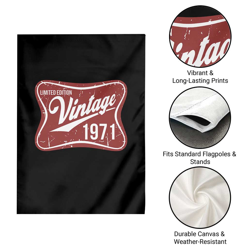 55th Birthday Beer Lover Vintage 1971 Limited Edition Garden Flag Red Metal Beer Soft Sign Graphic