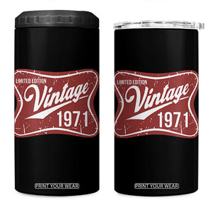 55th Birthday Beer Lover Vintage 1971 Limited Edition 4 in 1 Can Cooler Tumbler Red Metal Beer Soft Sign Graphic