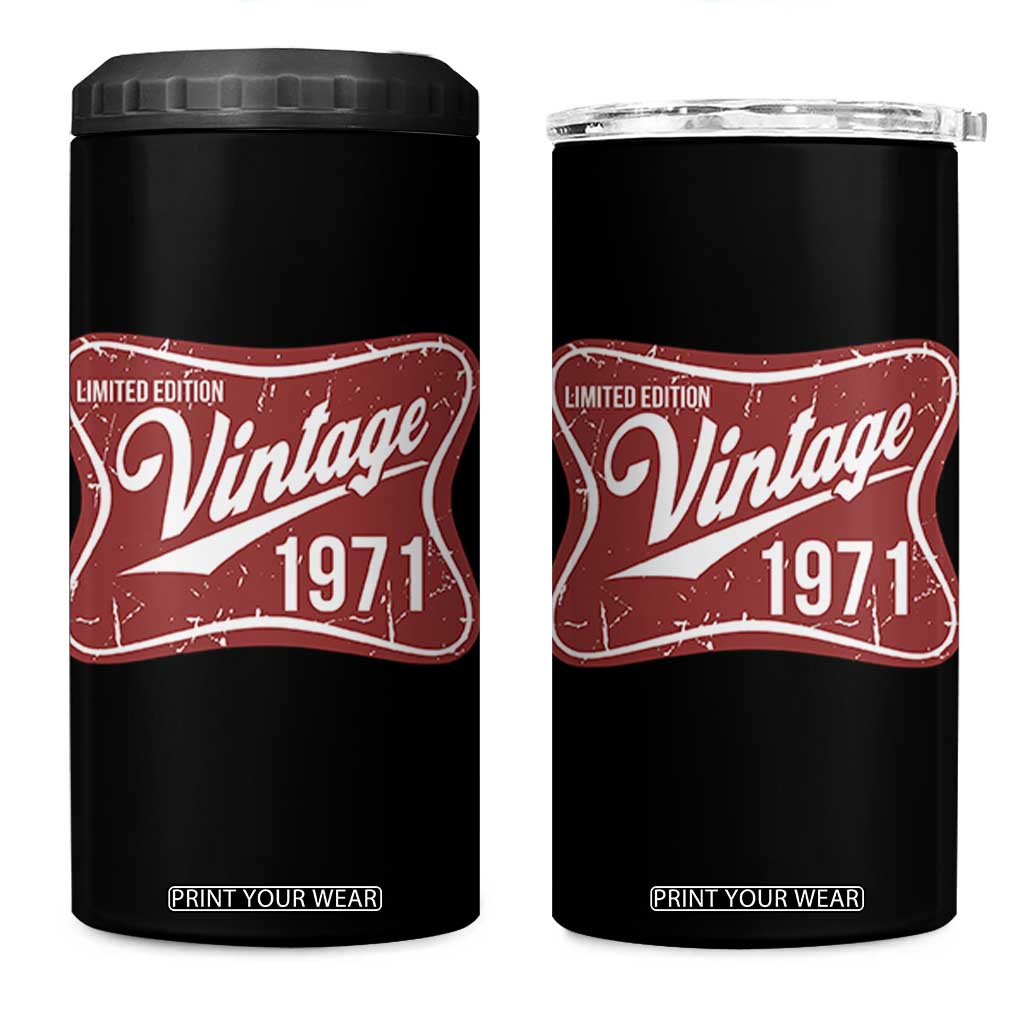 55th Birthday Beer Lover Vintage 1971 Limited Edition 4 in 1 Can Cooler Tumbler Red Metal Beer Soft Sign Graphic TS11 One Size: 16 oz Black Print Your Wear