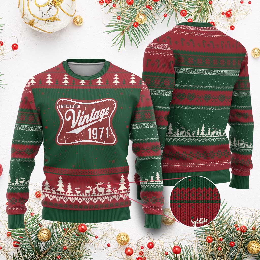 55th Birthday Beer Lover Vintage 1971 Limited Edition Ugly Christmas Sweater Red Metal Beer Soft Sign Graphic