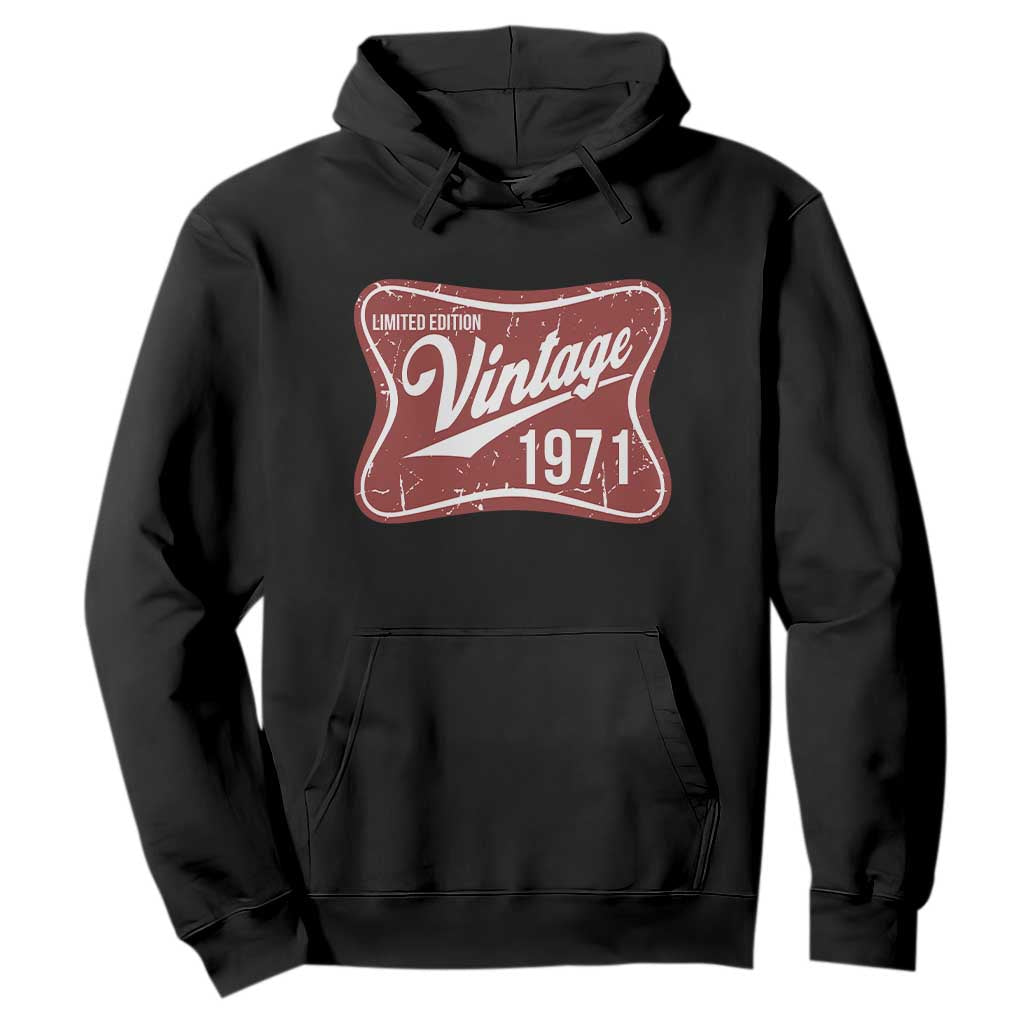 55th Birthday Beer Lover Vintage 1971 Limited Edition Hoodie Red Metal Beer Soft Sign Graphic TS11 Black Print Your Wear