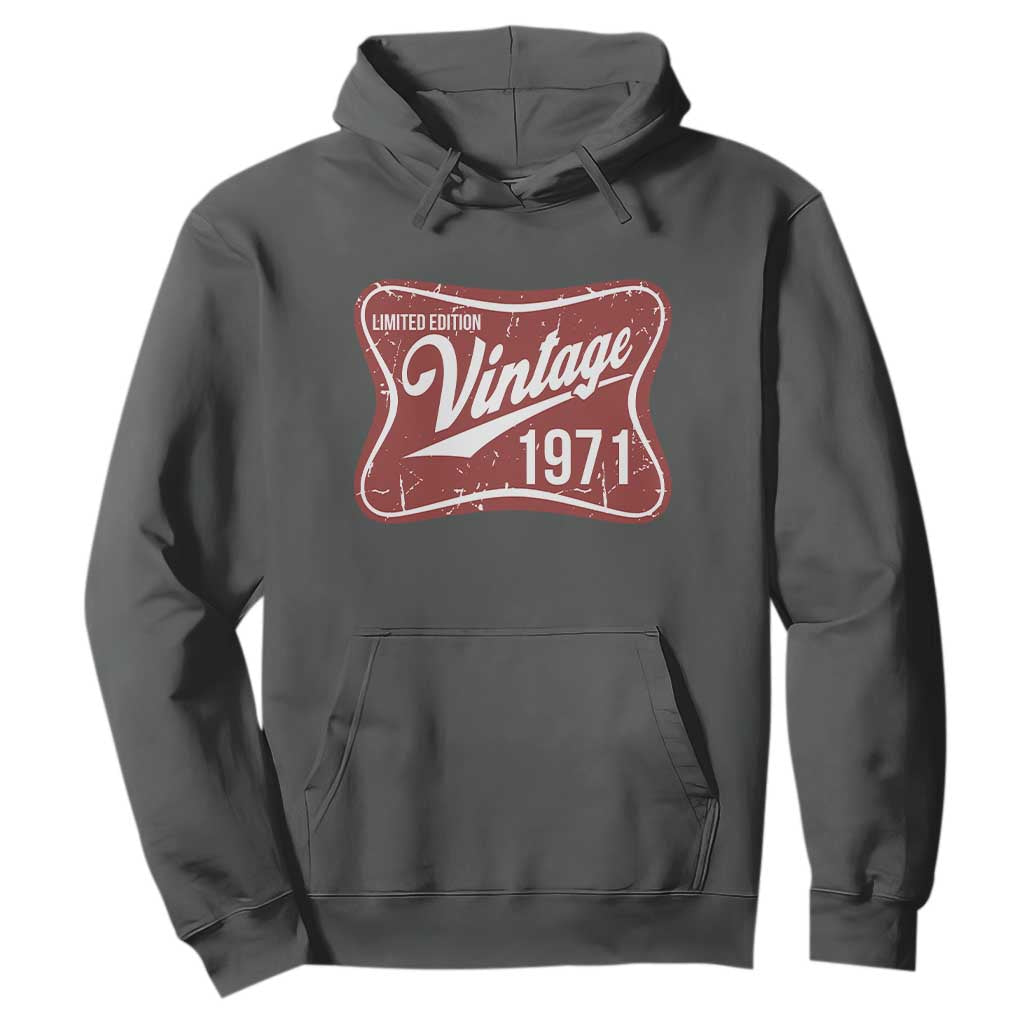 55th Birthday Beer Lover Vintage 1971 Limited Edition Hoodie Red Metal Beer Soft Sign Graphic