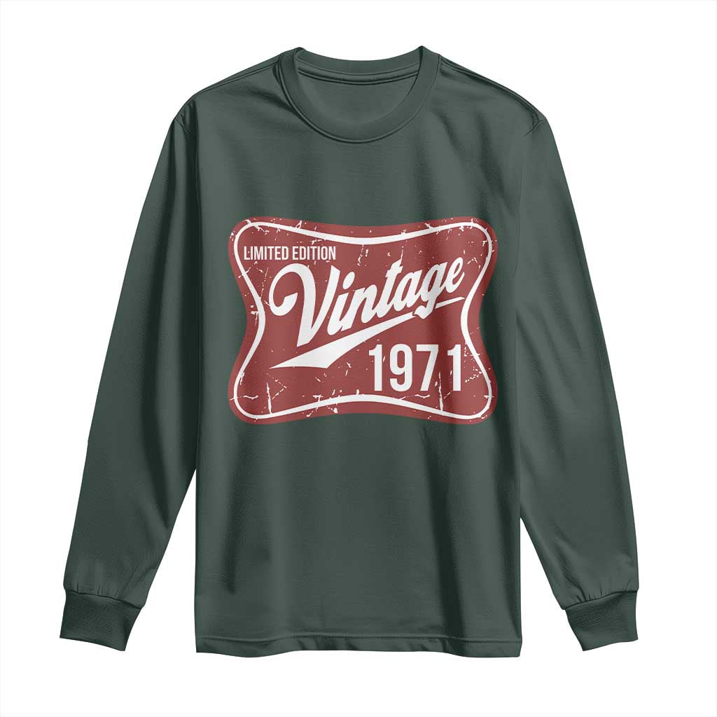 55th Birthday Beer Lover Vintage 1971 Limited Edition Long Sleeve Shirt Red Metal Beer Soft Sign Graphic