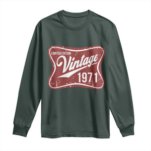 55th Birthday Beer Lover Vintage 1971 Limited Edition Long Sleeve Shirt Red Metal Beer Soft Sign Graphic