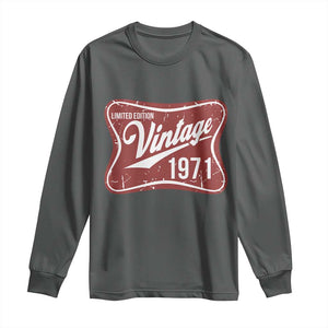 55th Birthday Beer Lover Vintage 1971 Limited Edition Long Sleeve Shirt Red Metal Beer Soft Sign Graphic