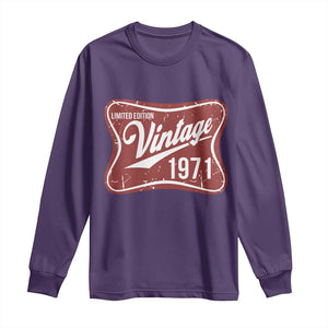 55th Birthday Beer Lover Vintage 1971 Limited Edition Long Sleeve Shirt Red Metal Beer Soft Sign Graphic