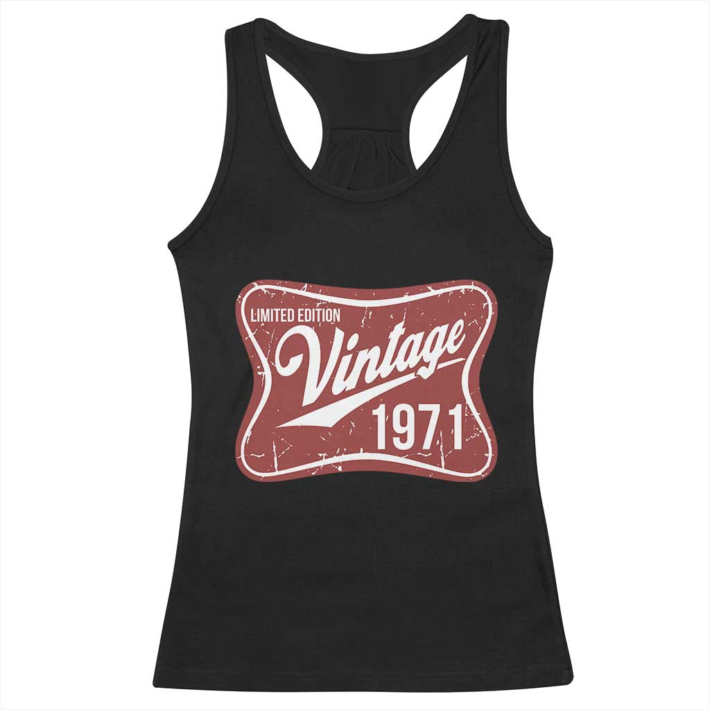 55th Birthday Beer Lover Vintage 1971 Limited Edition Racerback Tank Top Red Metal Beer Soft Sign Graphic TS11 Black Print Your Wear