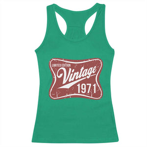 55th Birthday Beer Lover Vintage 1971 Limited Edition Racerback Tank Top Red Metal Beer Soft Sign Graphic