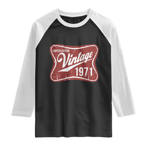 55th Birthday Beer Lover Vintage 1971 Limited Edition Raglan Shirt Red Metal Beer Soft Sign Graphic