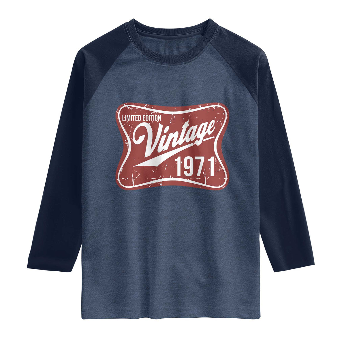 55th Birthday Beer Lover Vintage 1971 Limited Edition Raglan Shirt Red Metal Beer Soft Sign Graphic