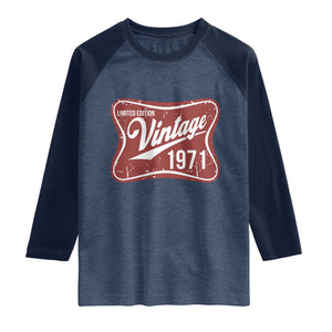 55th Birthday Beer Lover Vintage 1971 Limited Edition Raglan Shirt Red Metal Beer Soft Sign Graphic