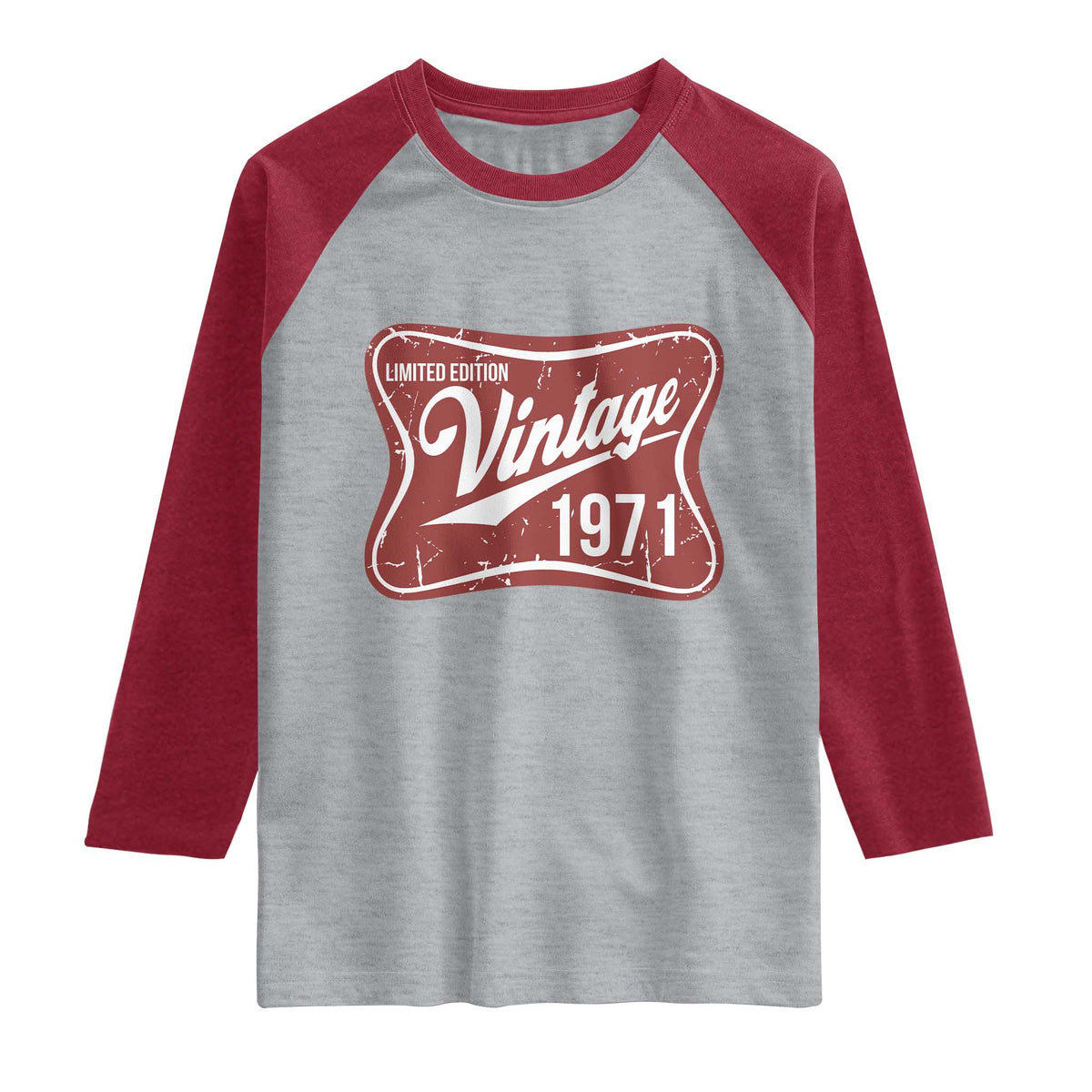 55th Birthday Beer Lover Vintage 1971 Limited Edition Raglan Shirt Red Metal Beer Soft Sign Graphic
