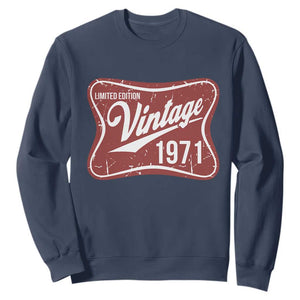 55th Birthday Beer Lover Vintage 1971 Limited Edition Sweatshirt Red Metal Beer Soft Sign Graphic