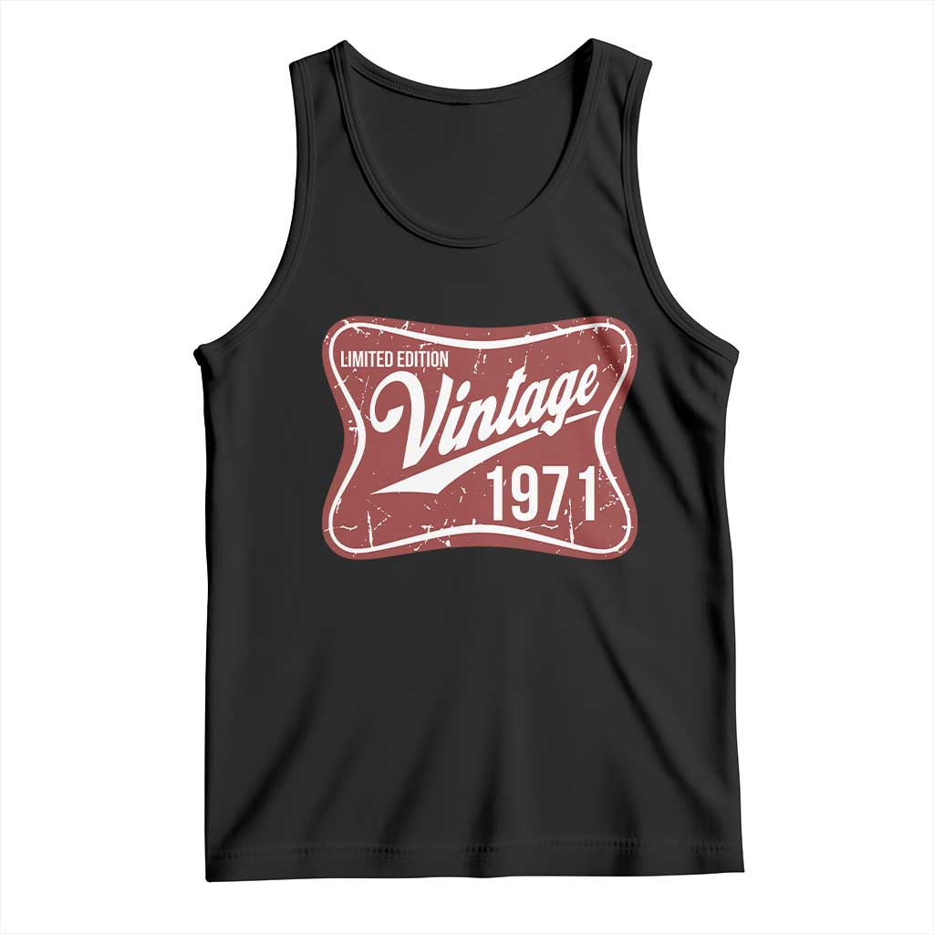 55th Birthday Beer Lover Vintage 1971 Limited Edition Tank Top Red Metal Beer Soft Sign Graphic TS11 Black Print Your Wear
