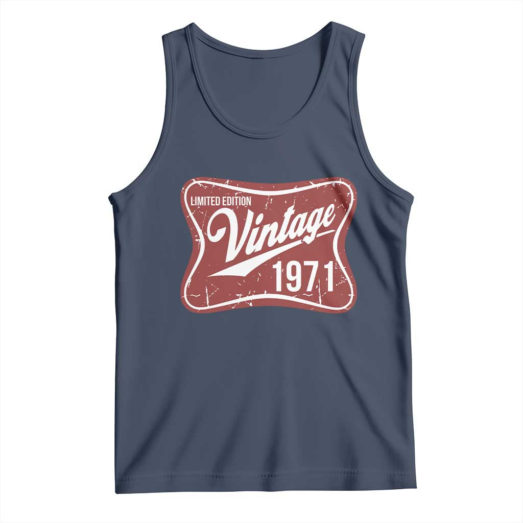 55th Birthday Beer Lover Vintage 1971 Limited Edition Tank Top Red Metal Beer Soft Sign Graphic