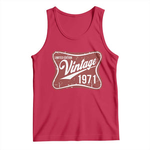 55th Birthday Beer Lover Vintage 1971 Limited Edition Tank Top Red Metal Beer Soft Sign Graphic