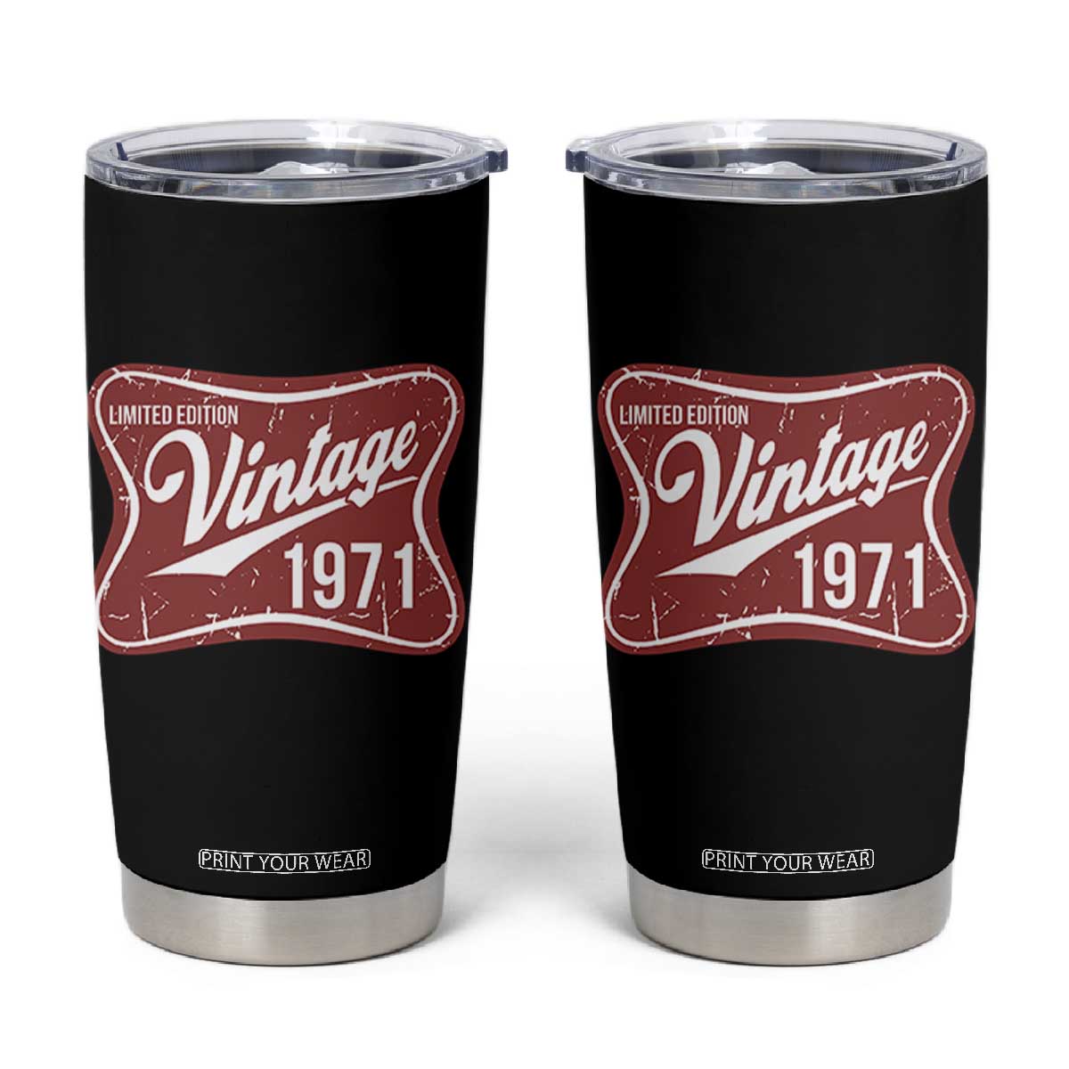 55th Birthday Beer Lover Vintage 1971 Limited Edition Tumbler Cup Red Metal Beer Soft Sign Graphic