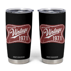 55th Birthday Beer Lover Vintage 1971 Limited Edition Tumbler Cup Red Metal Beer Soft Sign Graphic