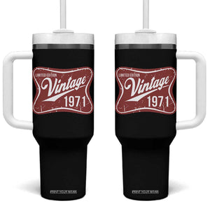 55th Birthday Beer Lover Vintage 1971 Limited Edition Tumbler With Handle Red Metal Beer Soft Sign Graphic