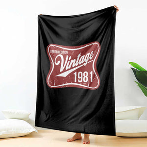 45th Birthday Beer Lover Vintage 1981 Limited Edition Throw Blanket Red Metal Beer Soft Sign Graphic