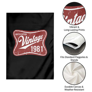 45th Birthday Beer Lover Vintage 1981 Limited Edition Garden Flag Red Metal Beer Soft Sign Graphic