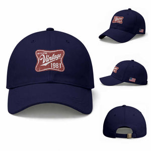 45th Birthday Beer Lover Vintage 1981 Limited Edition Baseball Cap Red Metal Beer Soft Sign Graphic