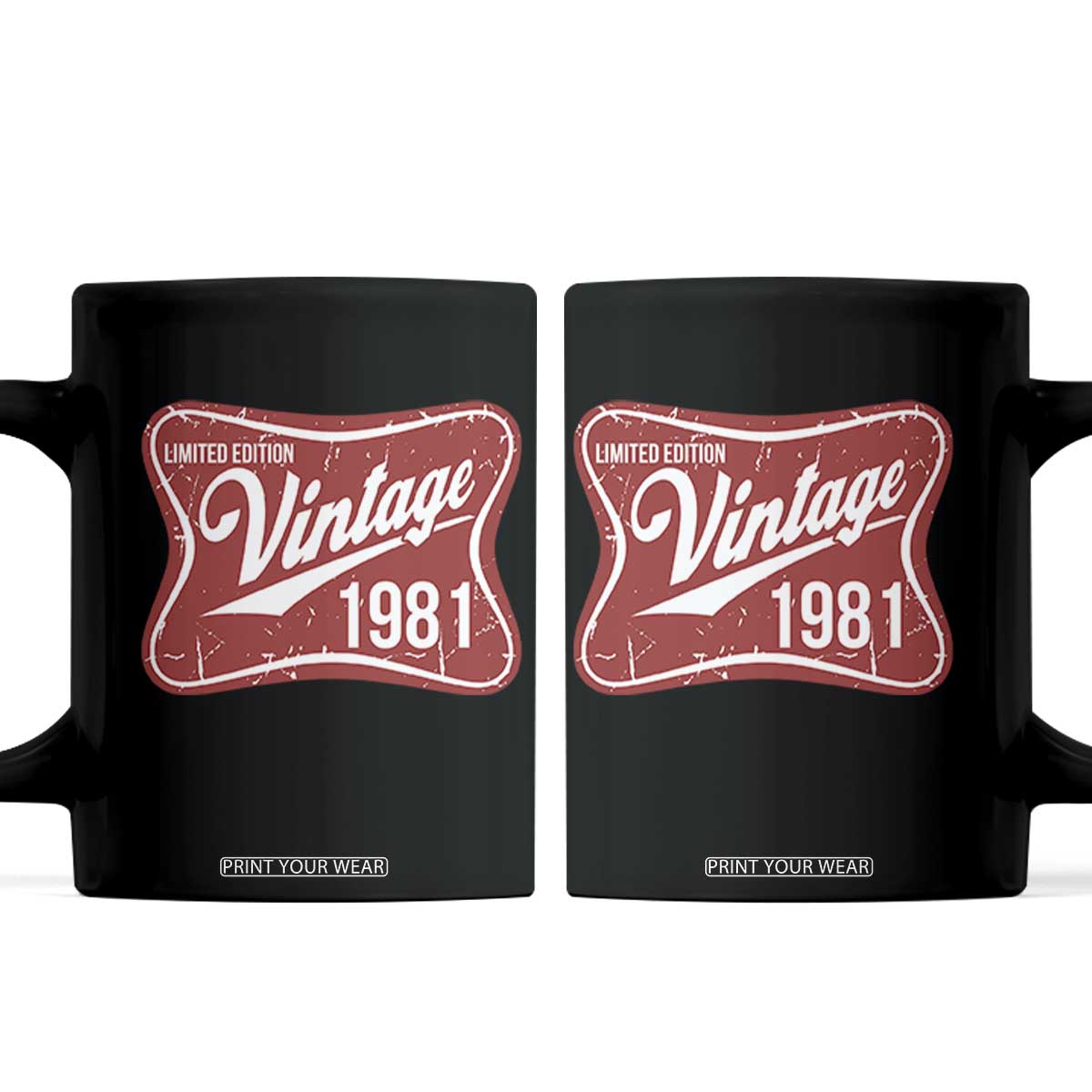 45th Birthday Beer Lover Vintage 1981 Limited Edition Coffee Mug Red Metal Beer Soft Sign Graphic TS11 Black Print Your Wear