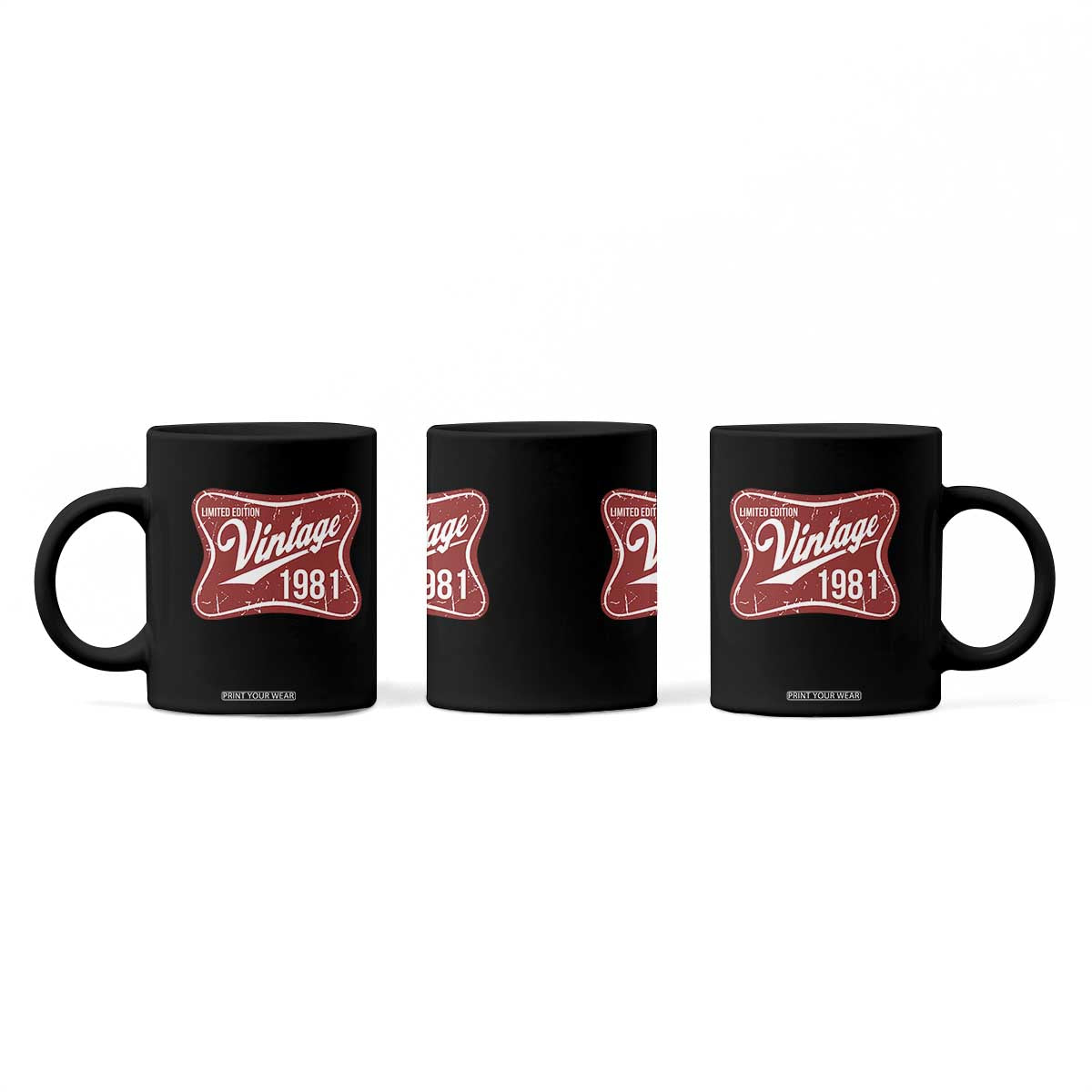 45th Birthday Beer Lover Vintage 1981 Limited Edition Coffee Mug Red Metal Beer Soft Sign Graphic