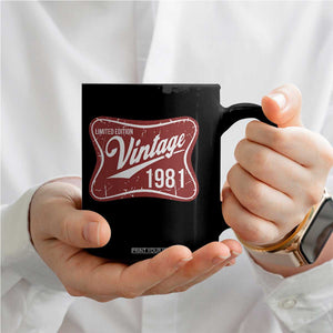 45th Birthday Beer Lover Vintage 1981 Limited Edition Coffee Mug Red Metal Beer Soft Sign Graphic