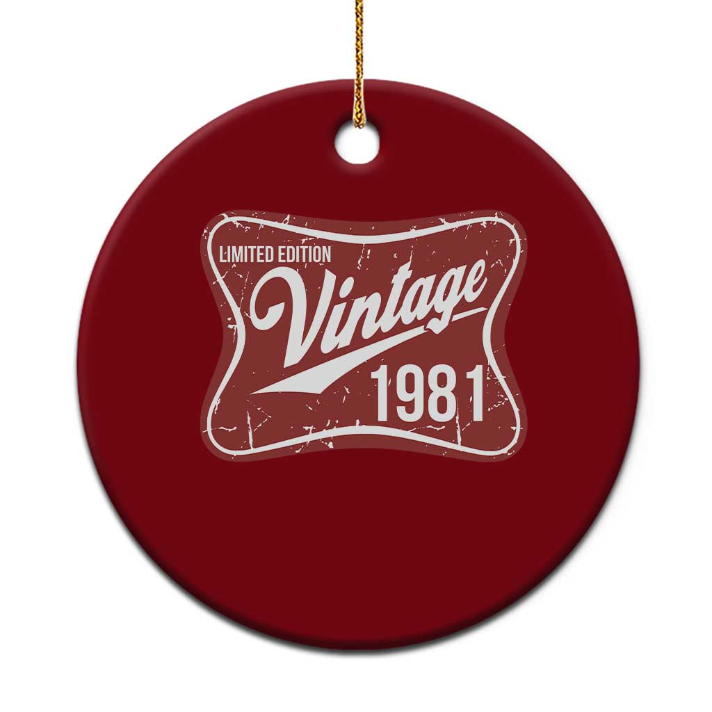 45th Birthday Beer Lover Vintage 1981 Limited Edition Ceramic Ornament Red Metal Beer Soft Sign Graphic TS11 1pc Red Print Your Wear