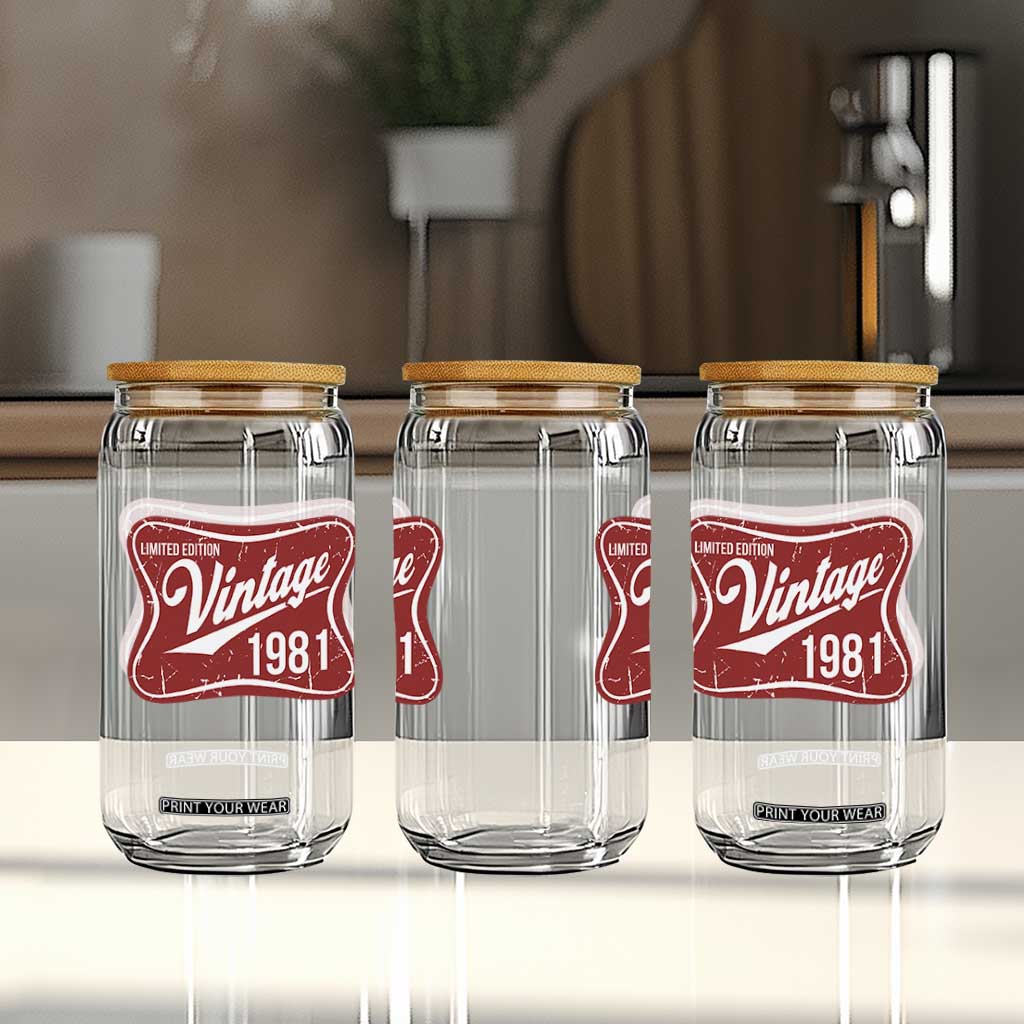 45th Birthday Beer Lover Vintage 1981 Limited Edition Glass Can Red Metal Beer Soft Sign Graphic