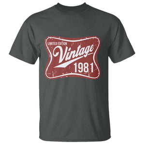 45th Birthday Beer Lover Vintage 1981 Limited Edition T Shirt Red Metal Beer Soft Sign Graphic
