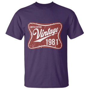 45th Birthday Beer Lover Vintage 1981 Limited Edition T Shirt Red Metal Beer Soft Sign Graphic