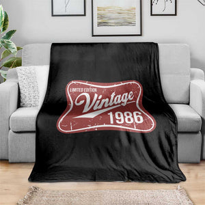 40th Birthday Beer Lover Vintage 1986 Limited Edition Throw Blanket Red Metal Beer Soft Sign Graphic