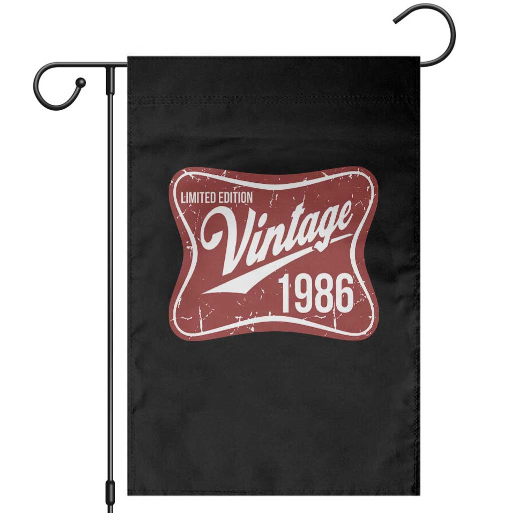 40th Birthday Beer Lover Vintage 1986 Limited Edition Garden Flag Red Metal Beer Soft Sign Graphic TS11 Black Print Your Wear