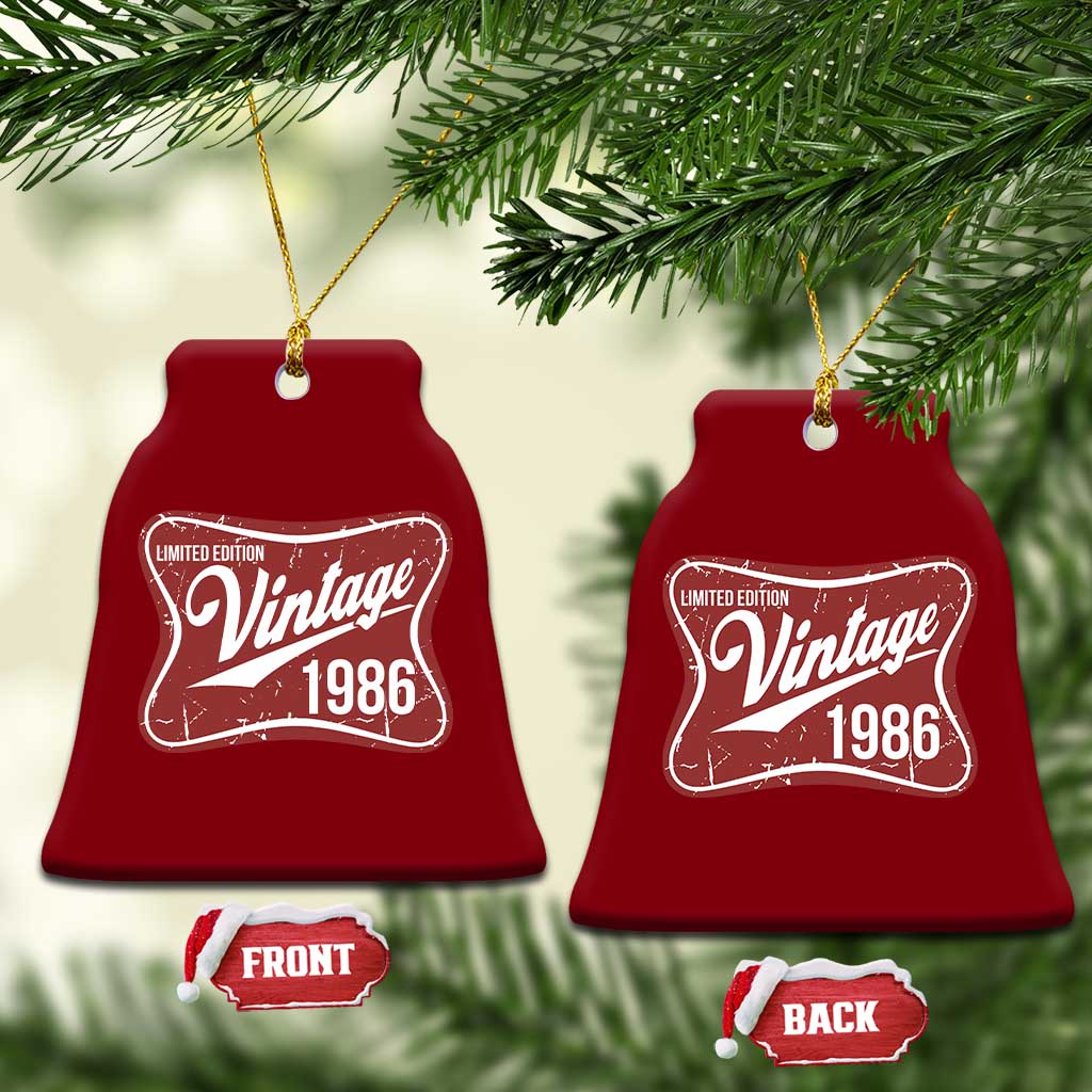40th Birthday Beer Lover Vintage 1986 Limited Edition Ceramic Ornament Red Metal Beer Soft Sign Graphic