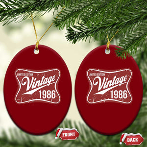 40th Birthday Beer Lover Vintage 1986 Limited Edition Ceramic Ornament Red Metal Beer Soft Sign Graphic