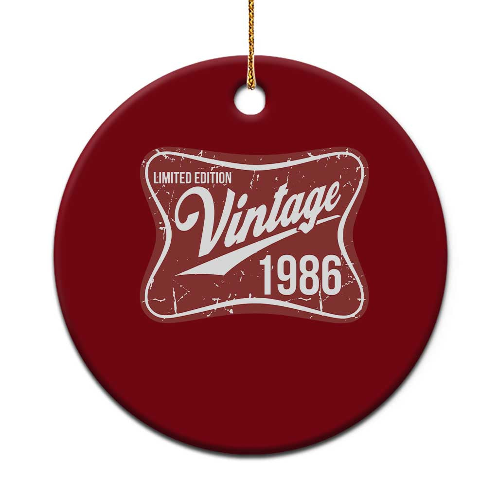 40th Birthday Beer Lover Vintage 1986 Limited Edition Ceramic Ornament Red Metal Beer Soft Sign Graphic TS11 1pc Red Print Your Wear