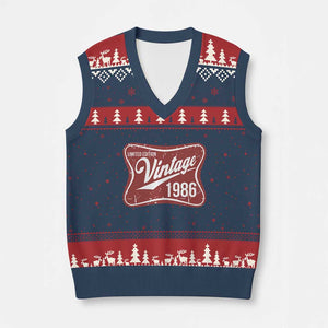 40th Birthday Beer Lover Vintage 1986 Limited Edition V-Neck Knit Sweater Vest Red Metal Beer Soft Sign Graphic