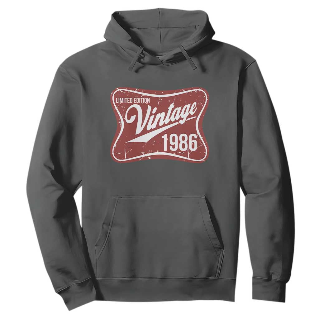 40th Birthday Beer Lover Vintage 1986 Limited Edition Hoodie Red Metal Beer Soft Sign Graphic