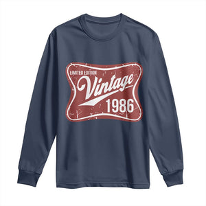 40th Birthday Beer Lover Vintage 1986 Limited Edition Long Sleeve Shirt Red Metal Beer Soft Sign Graphic
