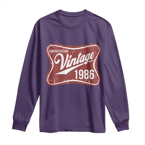 40th Birthday Beer Lover Vintage 1986 Limited Edition Long Sleeve Shirt Red Metal Beer Soft Sign Graphic