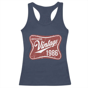 40th Birthday Beer Lover Vintage 1986 Limited Edition Racerback Tank Top Red Metal Beer Soft Sign Graphic